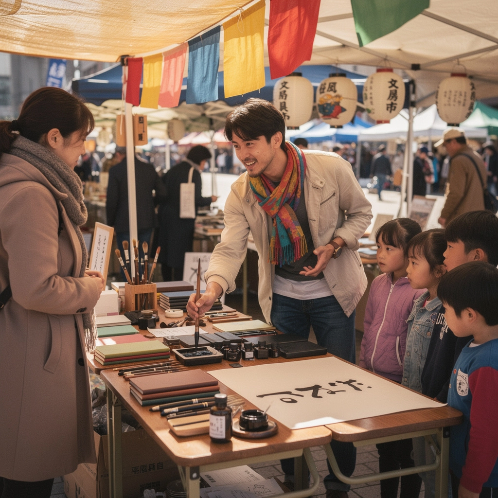お客様が文房具を選んでいる店舗内の風景