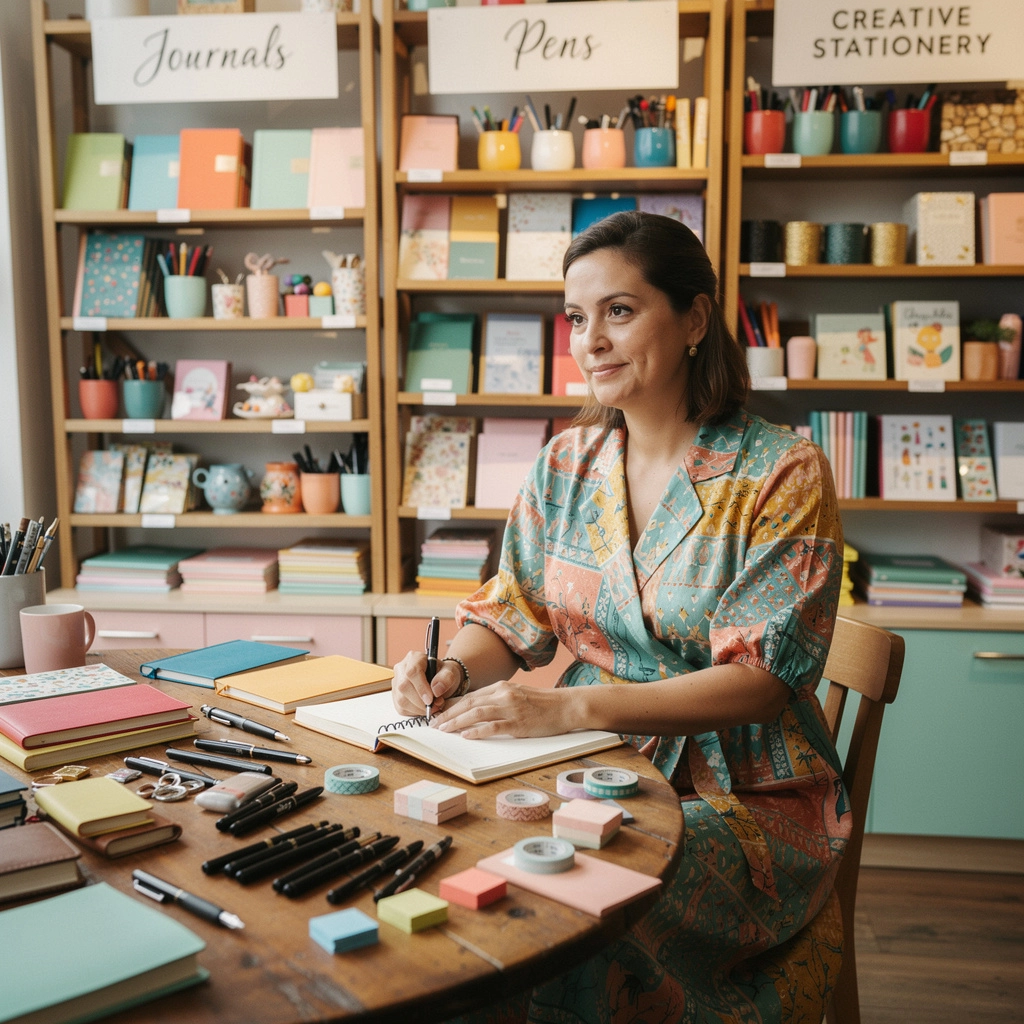 おしゃれな文房具を使った書き方のヒントが紹介されたポスター